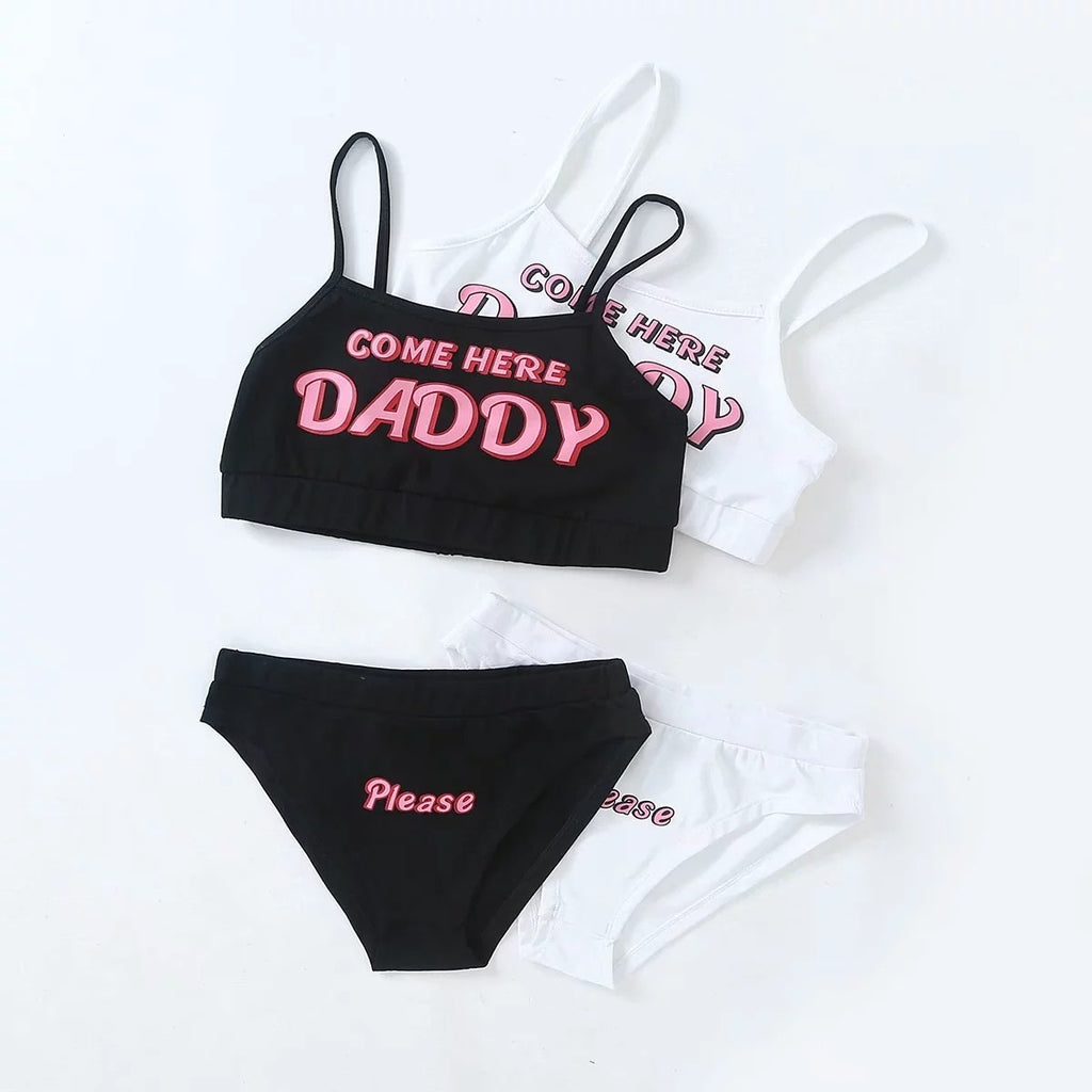 come here daddy - two piece set new fashion letter pretty print tank top sexy sleeveless jumpsuit harajuku kawaii cropped