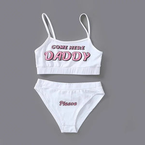 come here daddy - two piece set new fashion letter pretty print tank top sexy sleeveless jumpsuit harajuku kawaii cropped