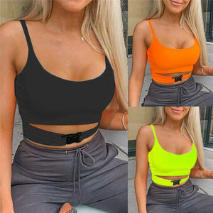 buckled crop tank - fashion pretty crop tops tank sleeveless clothes short vest casual clubwear