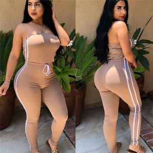 summer women off shoulder jumpsuits fashion 2019 new brand ladies lace up solid loose elastic romper ladies bodysuits casual