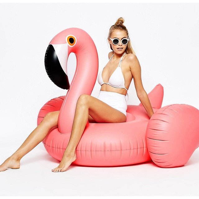 60 inches giant inflatable rose gold flamingo swan ride-on summer toys swimming pool games water mattress floats for adult pool