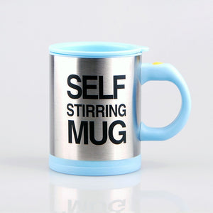 400ml automatic self stirring mug coffee milk mixing mug stainless steel thermal cup electric lazy double insulated smart cup light blue / 400ml