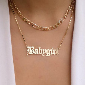 17km new multilayer cross gold pendant necklaces for women punk letter choker necklace 2020 fashion words jewelry party gift cs50438