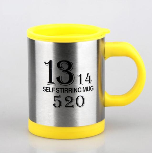 400ml automatic self stirring mug coffee milk mixing mug stainless steel thermal cup electric lazy double insulated smart cup 1314 yellow / 400ml