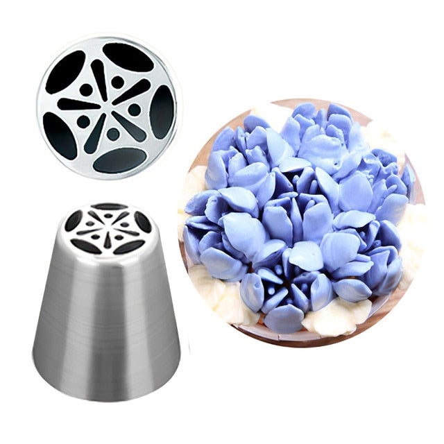 russian tulip icing piping nozzles stainless steel flower cream pastry tips kitchen nozzles cupcake cake decorating tools 3