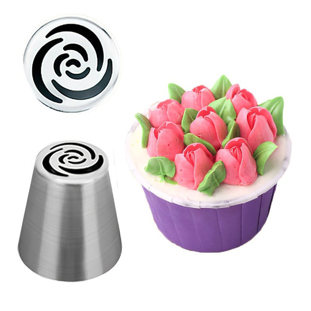 russian tulip icing piping nozzles stainless steel flower cream pastry tips kitchen nozzles cupcake cake decorating tools 5