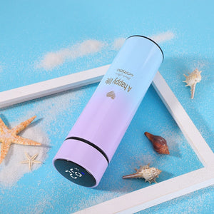 500ml smart thermos water bottle led digital temperature display stainless steel coffee thermal mugs intelligent insulation cups 500ml / purple