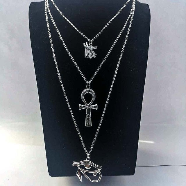 layered egypt-necklace eye of horus queen pharaoh ankh cross pendant amulet necklaces  jewelry 38cm45cm60cm 2