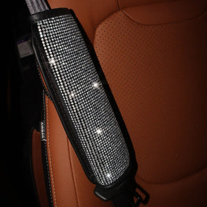 white rhinestones universal car seat covers interior accessories diamond ice silk auto seat cushion pad four seasons seat mats seat belt cover