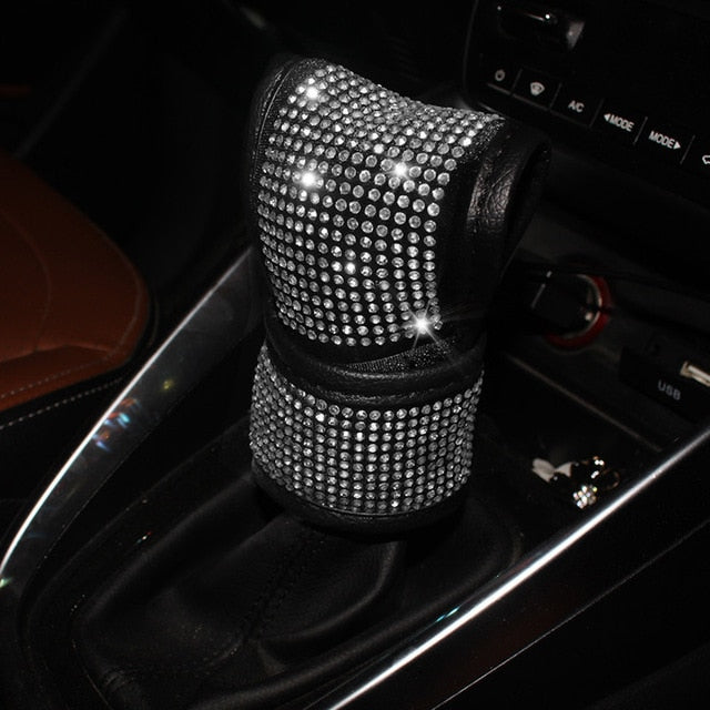 white rhinestones universal car seat covers interior accessories diamond ice silk auto seat cushion pad four seasons seat mats gear shift cover