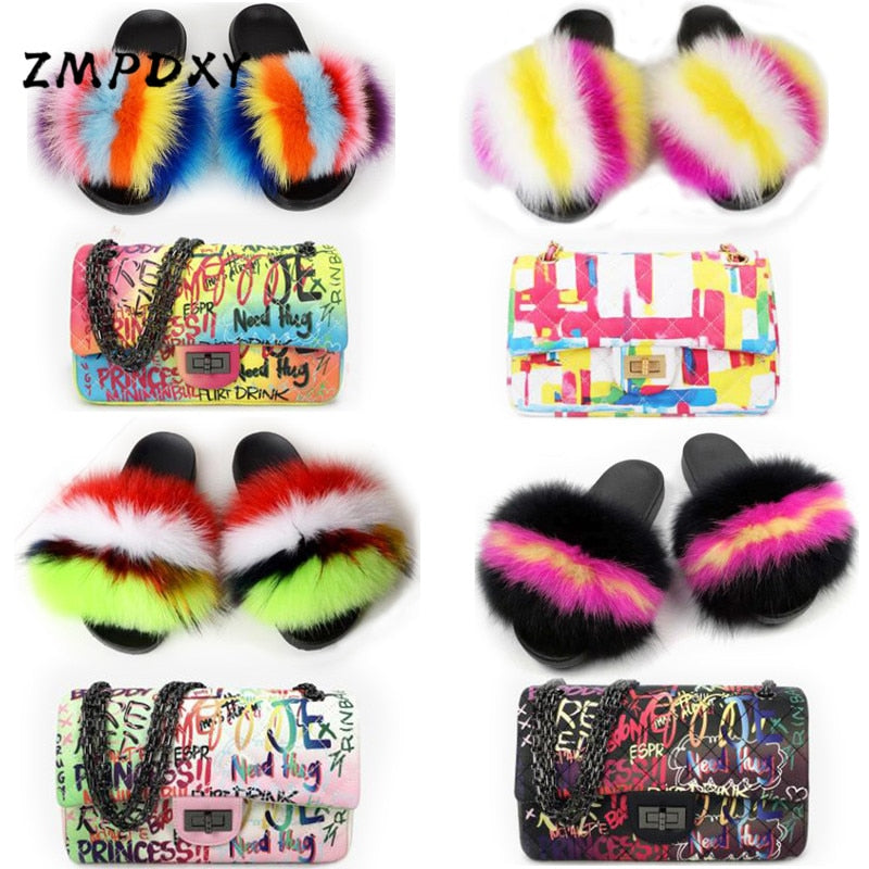 graffiti set - slides & bag - statement set! matching shoe