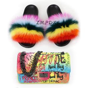 graffiti set - slides & bag - statement set! matching shoe