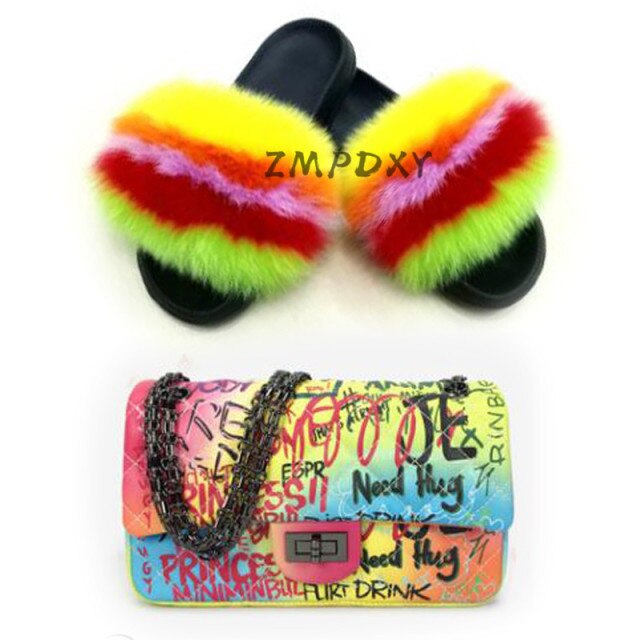 graffiti set - slides & bag - statement set! matching shoe