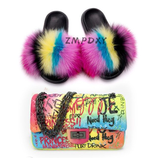 graffiti set - slides & bag - statement set! matching shoe