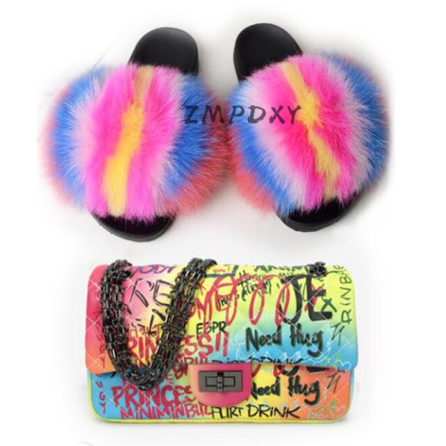 graffiti set - slides & bag - statement set! matching shoe