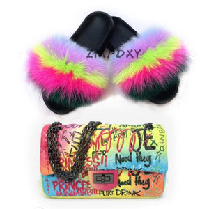 graffiti set - slides & bag - statement set! matching shoe