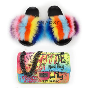 graffiti set - slides & bag - statement set! matching shoe