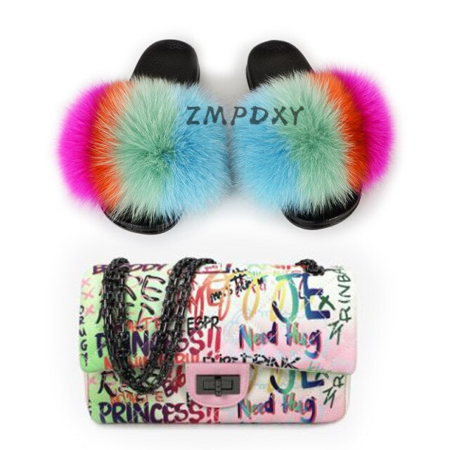 graffiti set - slides & bag - statement set! matching shoe