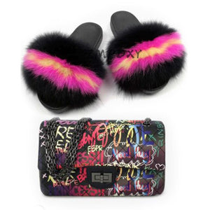 graffiti set - slides & bag - statement set! matching shoe