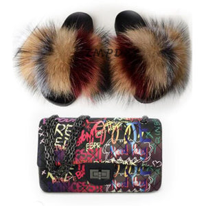 graffiti set - slides & bag - statement set! matching shoe