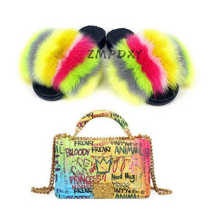 graffiti set - slides & bag - statement set! matching shoe