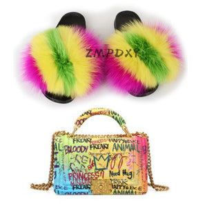 graffiti set - slides & bag - statement set! matching shoe