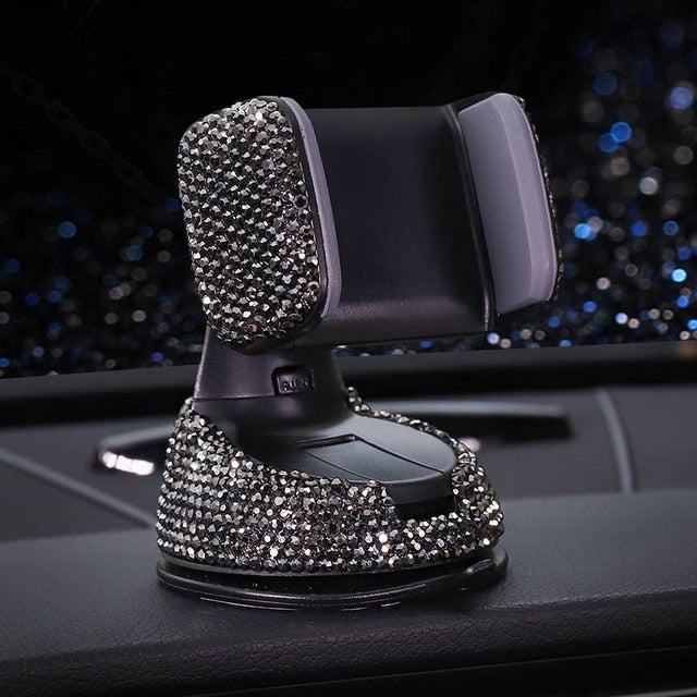 crystal rhinestones 360 degree car phone holder for car dashboard auto windows and air vent universal car mobile phone holder black grey