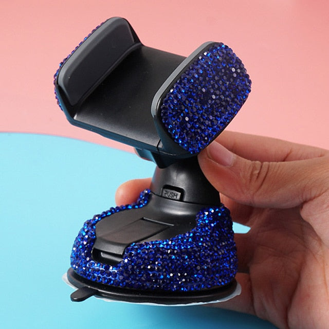 crystal rhinestones 360 degree car phone holder for car dashboard auto windows and air vent universal car mobile phone holder blue