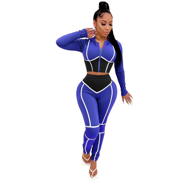 patch work it - sportwear patchwork women's set long sleeve zipper top jogger pant set tracksuit fitness two piece outfits matching set