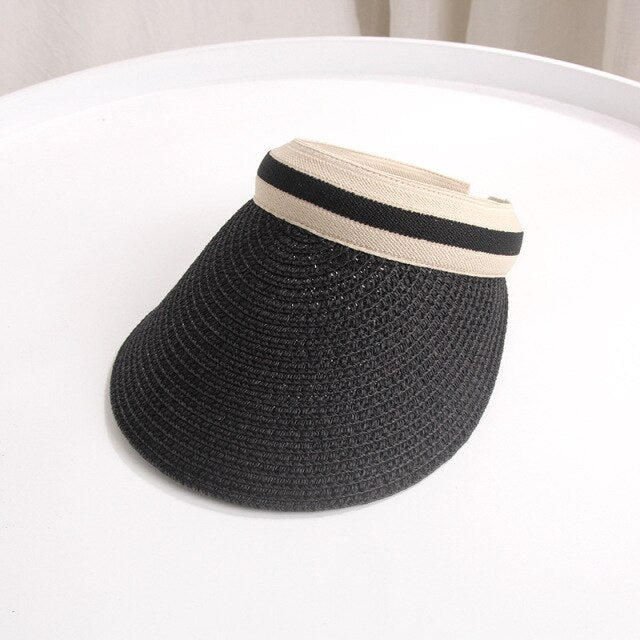 straw sun hats empty top hat suncreen empty top hat  shade cap outdoor sports net cap summer breathable fashion empty top hat 2