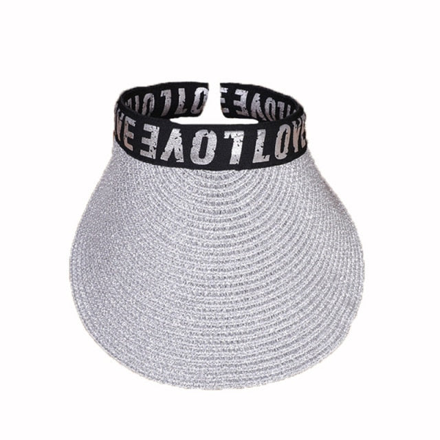 straw sun hats empty top hat suncreen empty top hat  shade cap outdoor sports net cap summer breathable fashion empty top hat silver