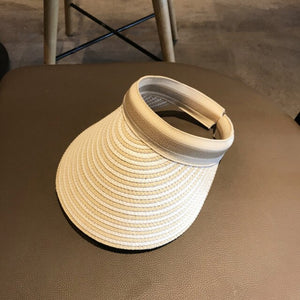 straw sun hats empty top hat suncreen empty top hat  shade cap outdoor sports net cap summer breathable fashion empty top hat beige