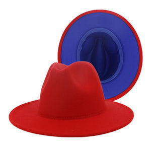 fedora - jazzy hat - mixed colors. statement hat pretty popular red and blue / 59to60cm