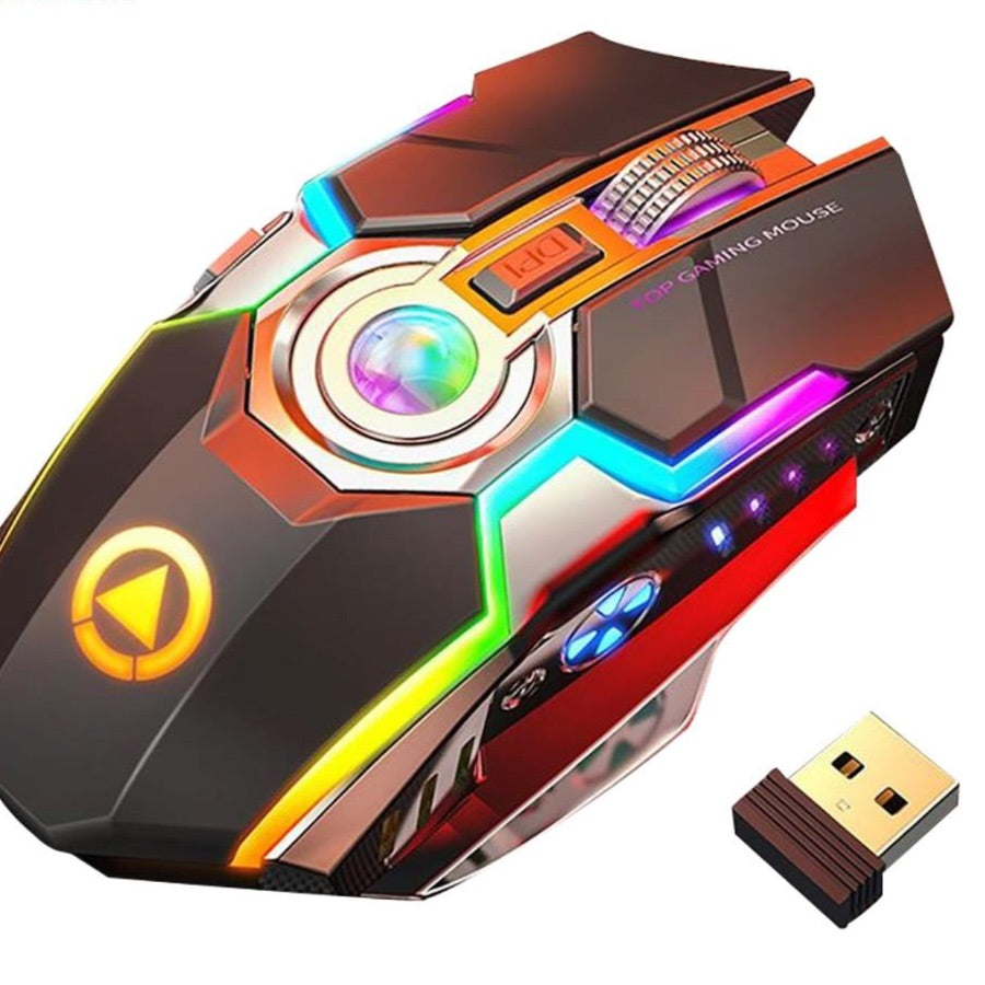 wireless gaming mouse rechargeable  computer mouse silent ergonomic 7 keys rgb backlit for pc computer game dota 2 fortnite