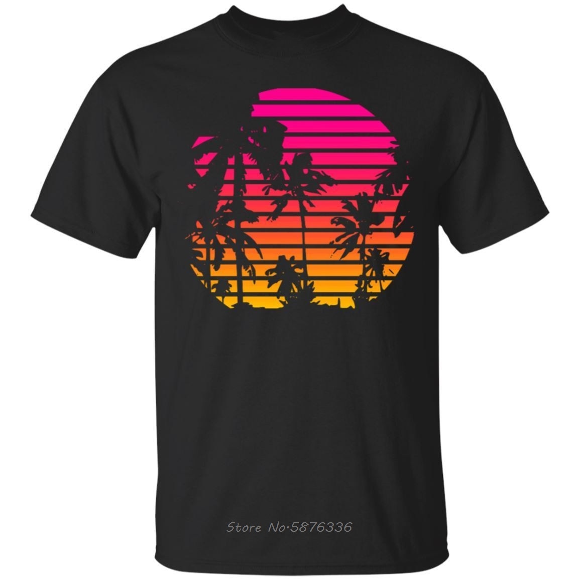 tropical airport tee - sunset palm tree shirt- outrun synthwave new retro wave cartoon t shirt men unisex new fashion tshirt tees