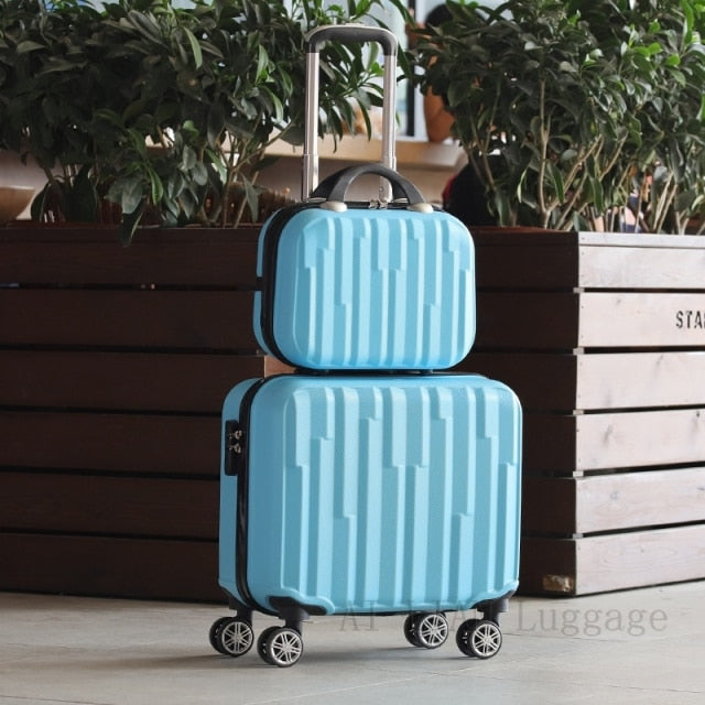 travel more luggage - new 18inch set suitcase wheels kids rolling pretty cabin suitcase carry ons blue set