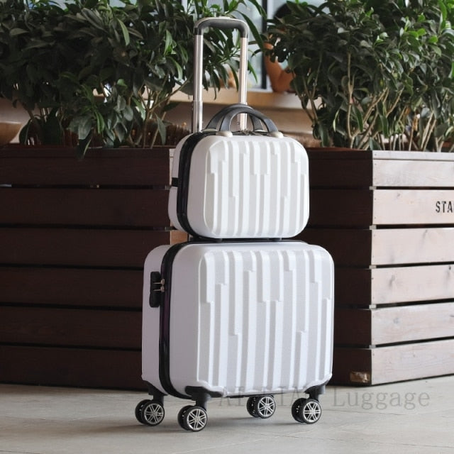 travel more luggage - new 18inch set suitcase wheels kids rolling pretty cabin suitcase carry ons white set