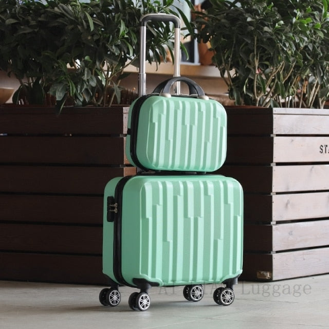 travel more luggage - new 18inch set suitcase wheels kids rolling pretty cabin suitcase carry ons green  set