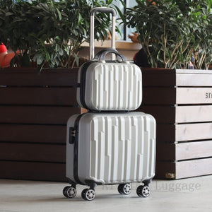 travel more luggage - new 18inch set suitcase wheels kids rolling pretty cabin suitcase carry ons silver set