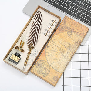 feather pen - natural peacock feather dipped in water pen set novel writing ink luxury gift 11 / china