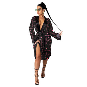 glamorous robes - aesthetic cardigan long sleeve midi bandage dress money pajamas fall clothes for women 2020 fashion sexy lounge wear