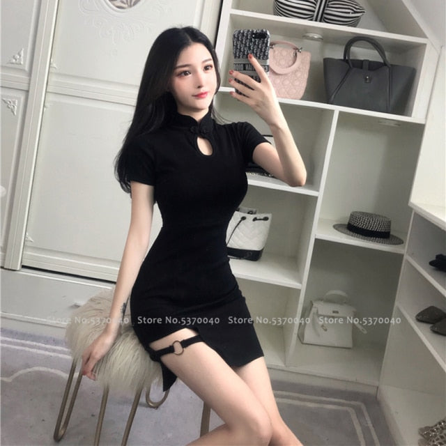 women tight chinese style cheongsam qipao formal dress lady nightclub sexy bandage party split bandage dresses coaplay costumes