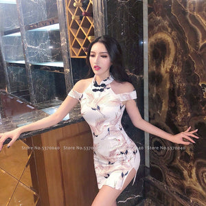 women tight chinese style cheongsam qipao formal dress lady nightclub sexy bandage party split bandage dresses coaplay costumes