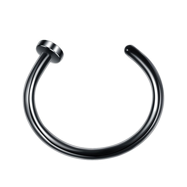 nose rings - 1pcs u shaped nose ring hoop septum rings jewelry  stainless steel nose piercing fake piercing oreja pircing jewelry style 1-black