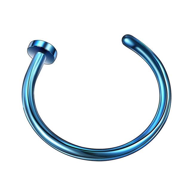 nose rings - 1pcs u shaped nose ring hoop septum rings jewelry  stainless steel nose piercing fake piercing oreja pircing jewelry style 1-blue