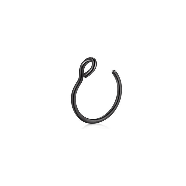 nose rings - 1pcs u shaped nose ring hoop septum rings jewelry  stainless steel nose piercing fake piercing oreja pircing jewelry style 3-black