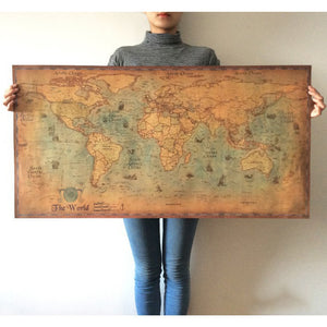 vintage/retro world map - wall map/travel