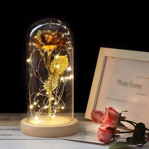 enchanted love rose - led glass dome forever rose valentine's day mother's day special romantic gold