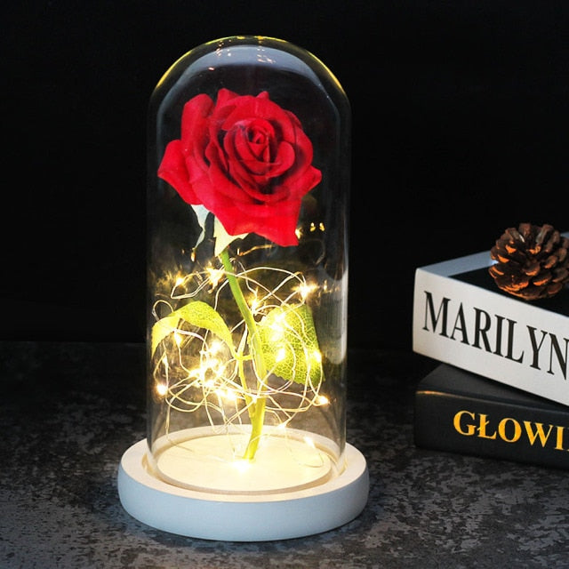 enchanted love rose - led glass dome forever rose valentine's day mother's day special romantic chocolate