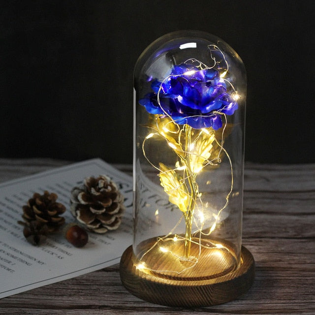 enchanted love rose - led glass dome forever rose valentine's day mother's day special romantic deep blue